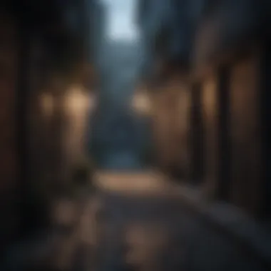 Shadowed Secrets Dark alleyway with hidden vampire lurking in shadows