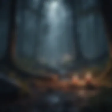 Mysterious vampire ritual in moonlit forest