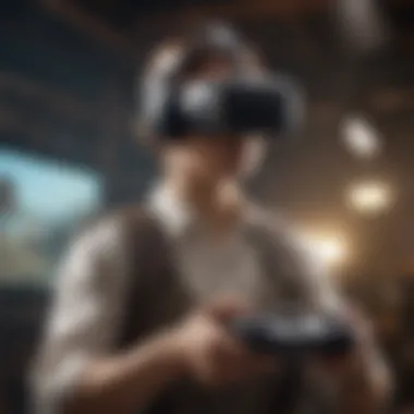 Virtual reality headset transporting a player into the game's immersive world