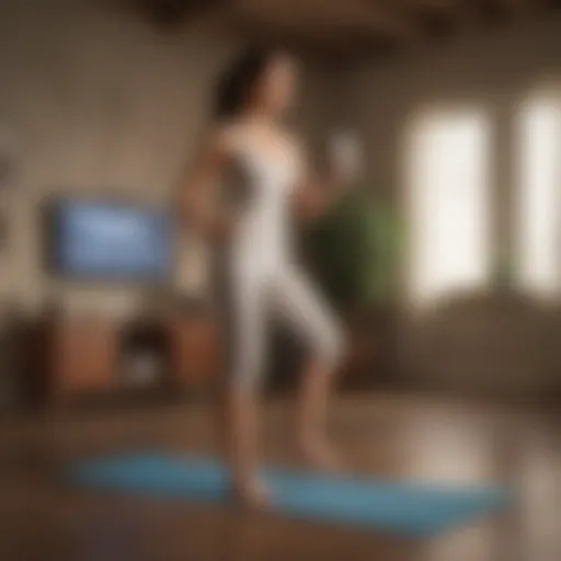 Woman engaging in Wii Fit Adventure workout